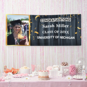 black congrats graduation 2025 with name & Photo Banner