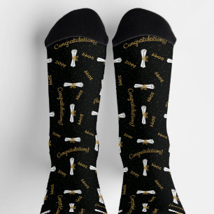 Black Congratulations Diploma Class Year Socks