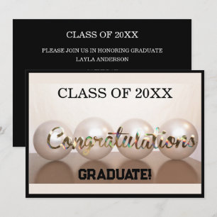 Black Congratulations Graduate Graduation Balloon Invitation