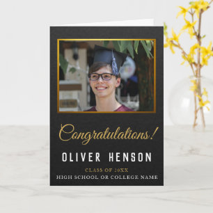 Black Congratulations Graduate Photo Graduation Card