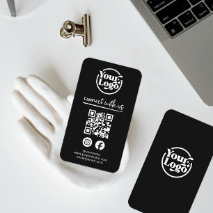 Black Connect With Us QR Code Logo Social Media  Business Card