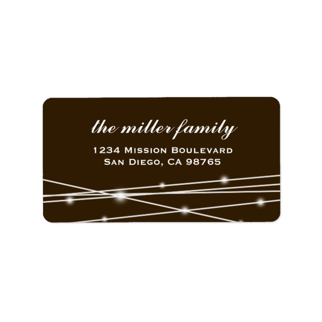 Black contemporary holiday glow address label (Front)