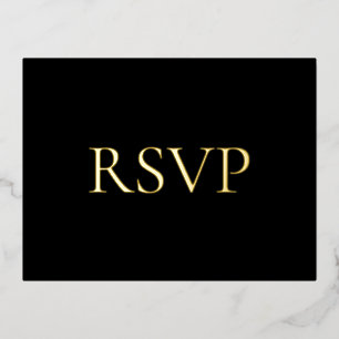 Black Contemporary Luxe Wedding RSVP Foil Holiday Postcard