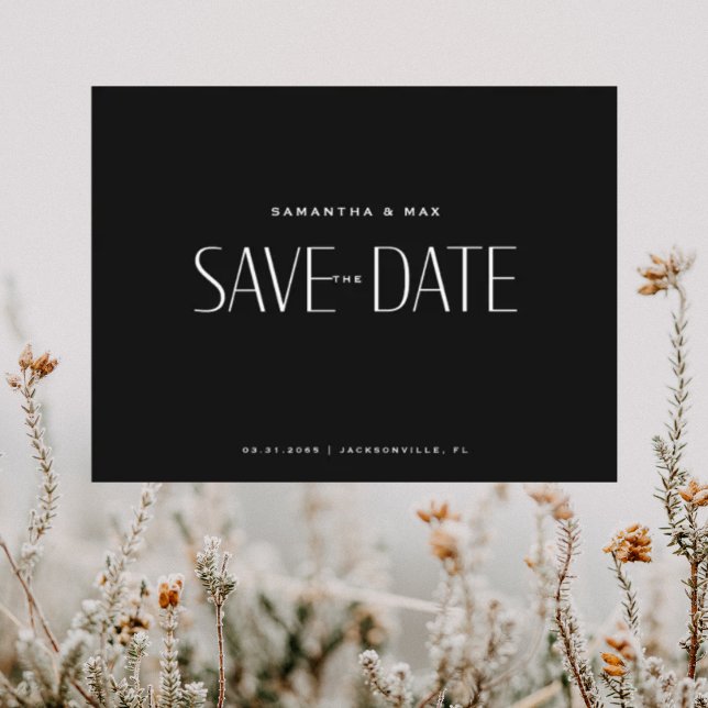 Black Contemporary Save the Date Postcard (Creator Uploaded)