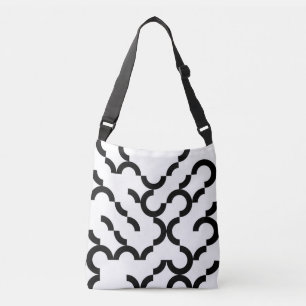 Black, cool, trendy, modern, urban circular art crossbody bag