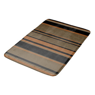 Black Copper and Clay Stripes  Bath Mat