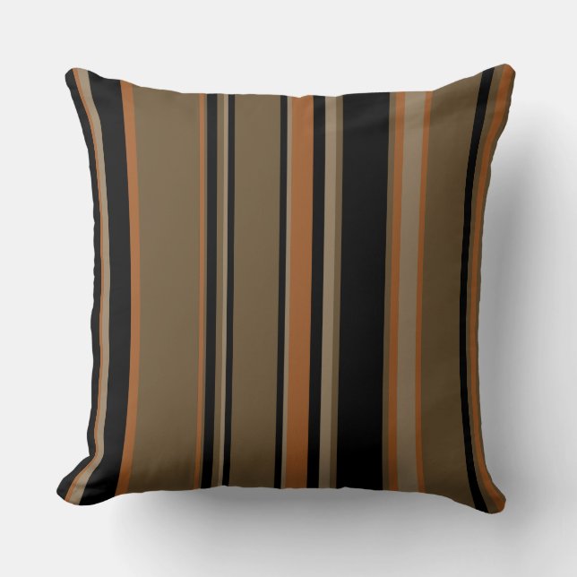 Black Copper and Clay Stripes  Cushion (Front)
