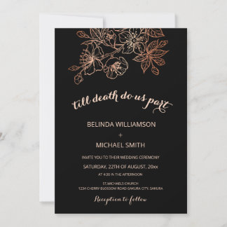 Black Copper Floral | Goth Wedding Invitation