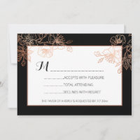 Black Copper Floral | Gothic Wedding RSVP