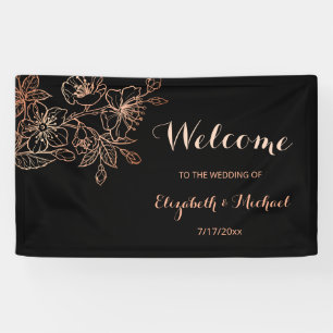 Black Copper Floral   Gothic Wedding Welcome Banner