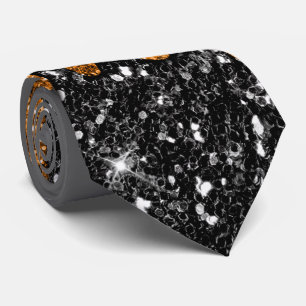 Black & Copper Glitter Necktie