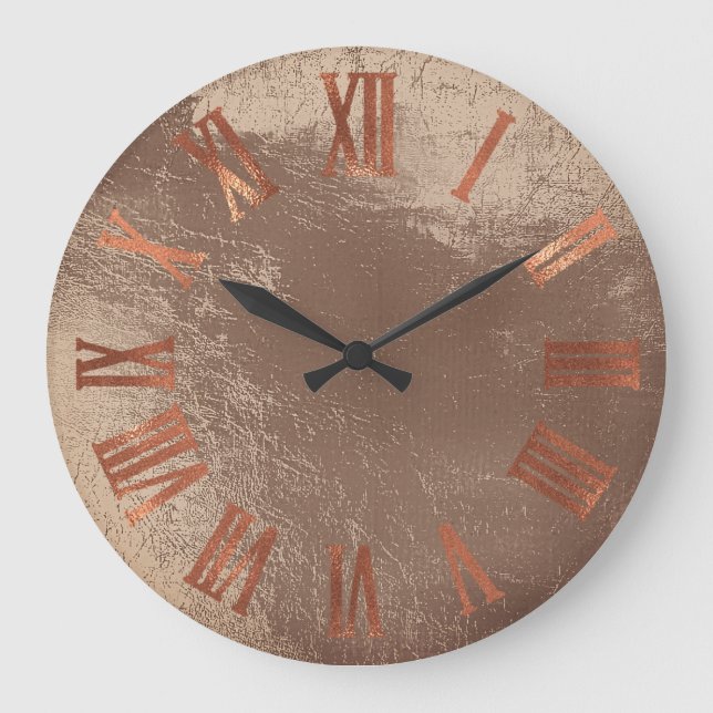 Black Copper Rose Gold Roman Bronze Glass Urban Large Clock (Front)