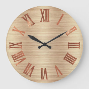 Black Copper Rose Gold Roman Wood Urban Large Clock