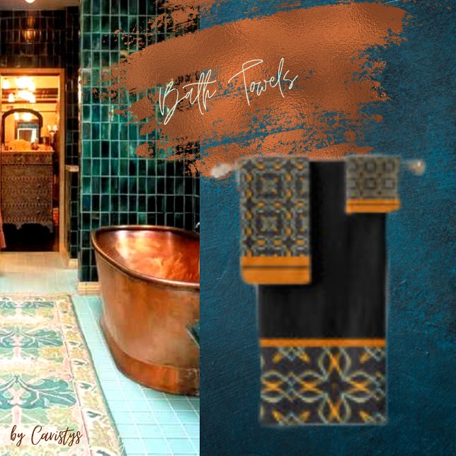 Black Copper Silver Bath Towel Set (Creator Uploaded)