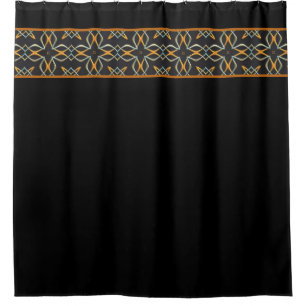 Black Copper Silver Shower Curtain