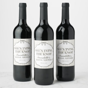 Black Coquette Bow Beige Bridal Shower Favour Wine Label