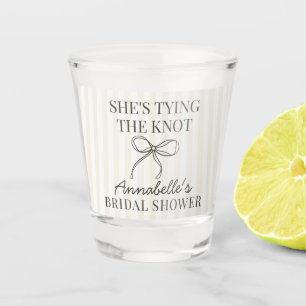 Black Coquette Bow Beige Knot Bridal Shower Favour Shot Glass