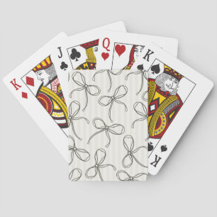 Black Coquette Bow Beige Striped Favour Games Playing Cards