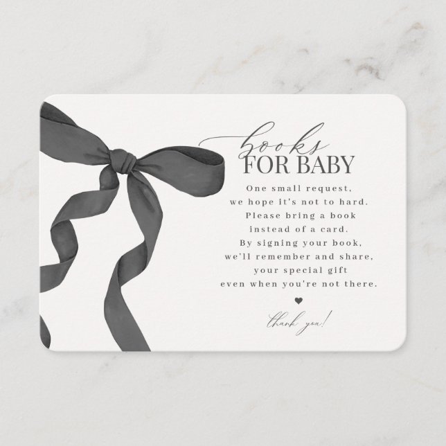 Black Coquette Bow Books For Baby Invite insert (Front)