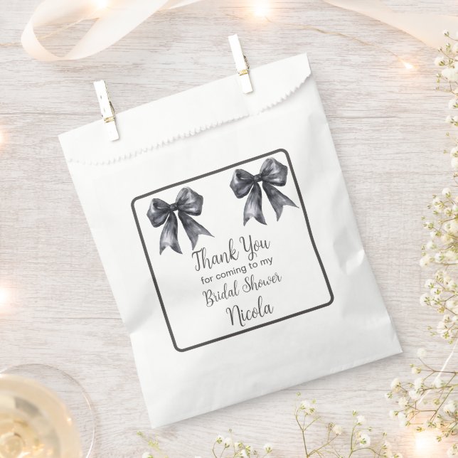 Black Coquette Bow Bridal Shower Favour Bag (Clipped)