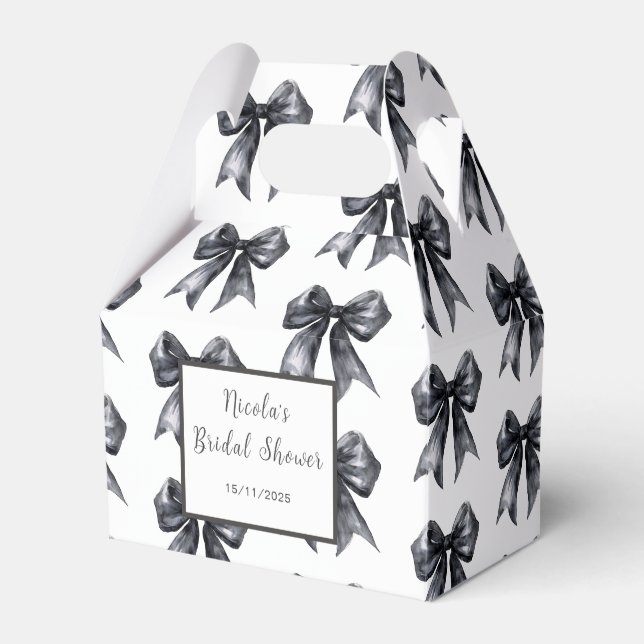 Black Coquette Bow Bridal Shower Favour Box (Front Side)