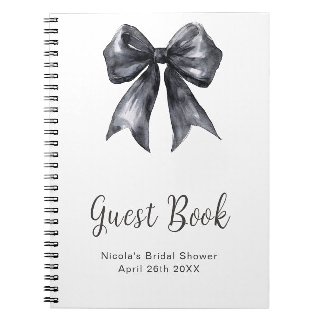 Black Coquette Bow Bridal Shower Guest Book (Front)