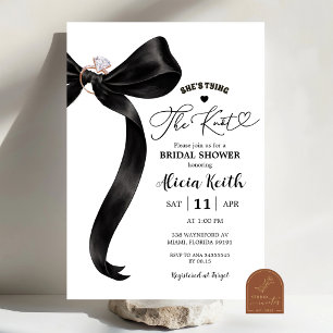Black Coquette Bow Bridal Shower Invitation