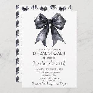 Black Coquette Bow Bridal Shower Invitation
