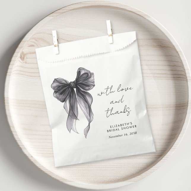 Black Coquette Bow Bridal Shower Thank You Favour Bag (Creator Uploaded)
