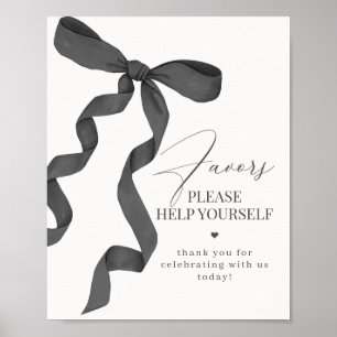 Black Coquette Bow Favours Party Decor Sign