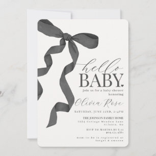 Black Coquette Bow Girl Baby Shower Invite