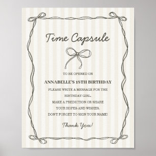 Black Coquette Bow Time Capsule Birthday Game Poster