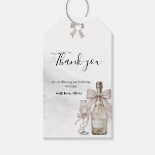 Black Coquette Minimalist Elegant 50th Birthday Gift Tags