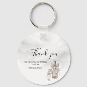 Black Coquette Minimalist Elegant 50th Birthday Key Ring