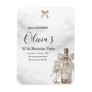 Black Coquette Minimalist Elegant 50th Birthday Magnet