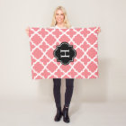 Black & Coral Monogram | Fleece Blanket