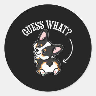 Black Corgi Classic Round Sticker