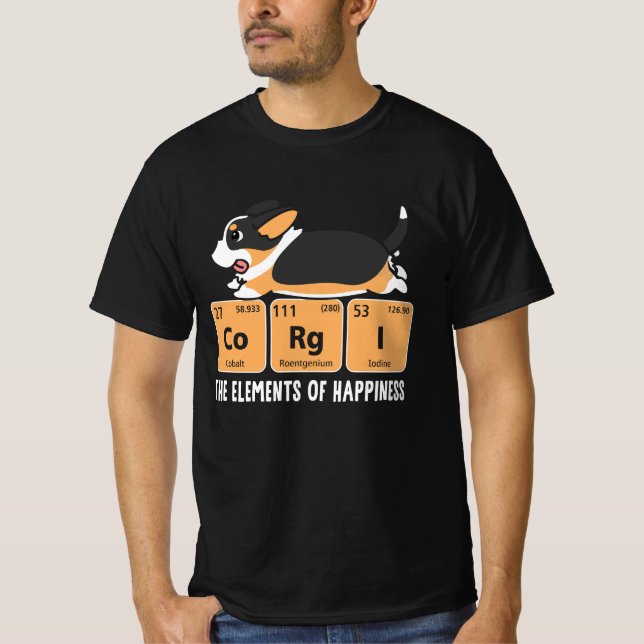 Black Corgi The Elements Of Happiness Pediotric Ta T-Shirt (Front)