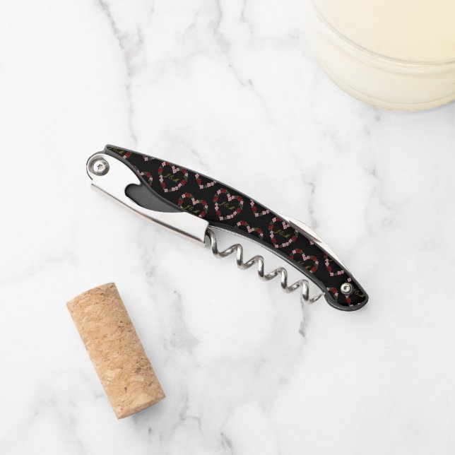 Black corkscrew with a red and rose heart (Front)