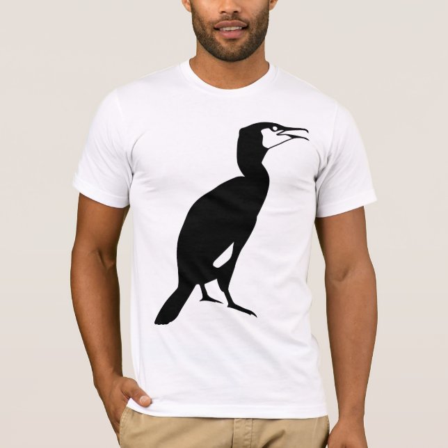Black Cormorant Bird T-Shirt (Front)