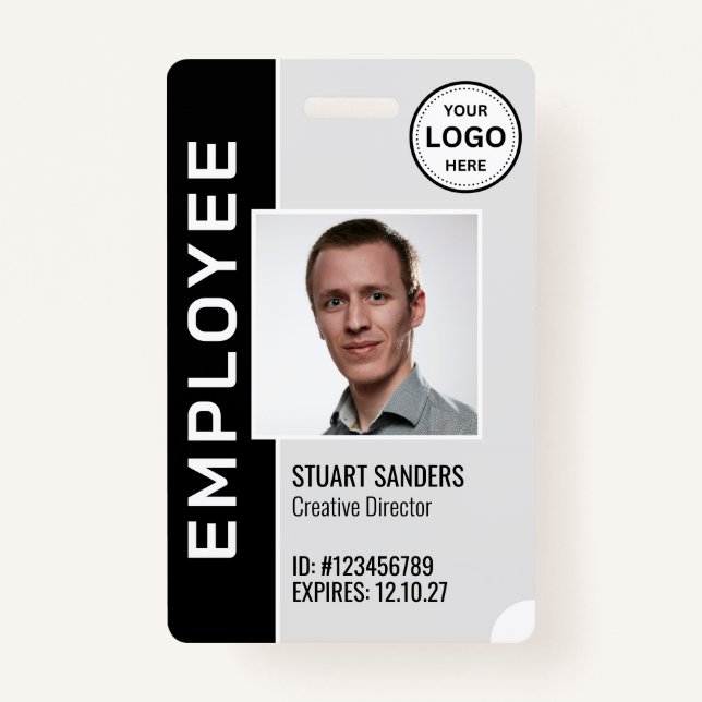 Black Corporate Logo Employee Photo Badge ID Badge (Front)