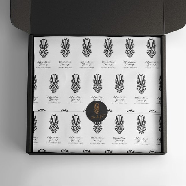 Black Corset Lingerie Boutique Logo Tissue Paper (Creator Uploaded)