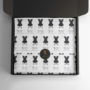 Black Corset Lingerie Boutique Logo Tissue Paper