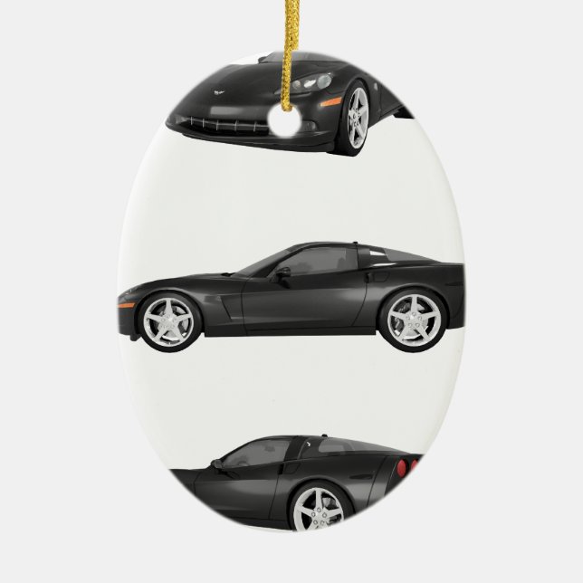 Black Corvette Ceramic Ornament (Front)