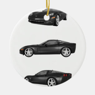 Black Corvette Ceramic Tree Decoration