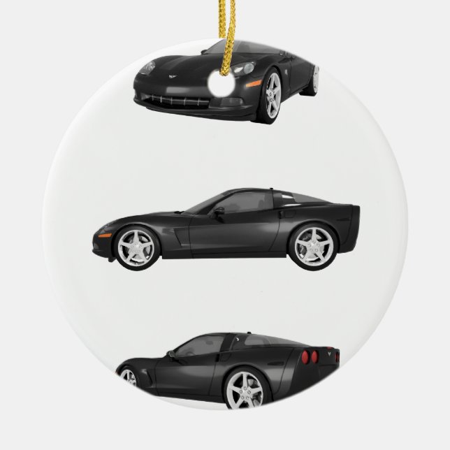 Black Corvette Ceramic Tree Decoration (Front)