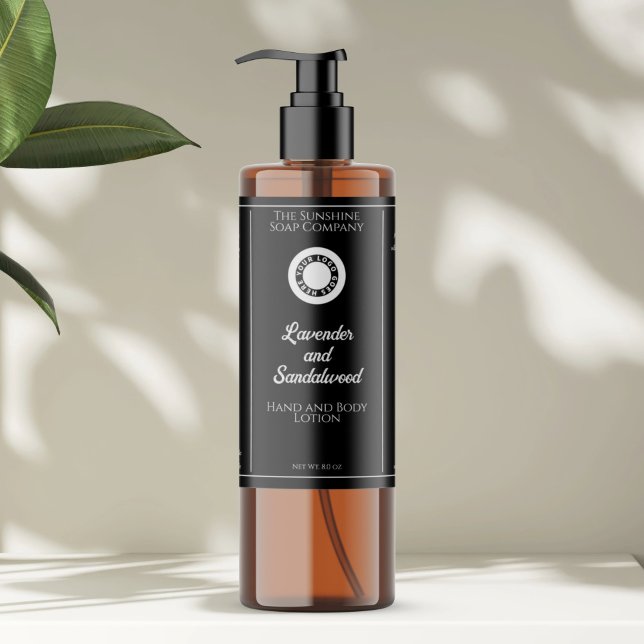 Black cosmetics bottle label with logo (Creator Uploaded)