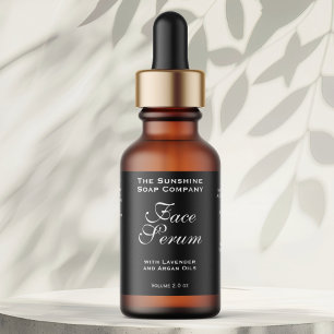 Black Cosmetics Dropper Bottle Label