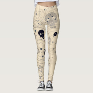 Black cosmic sugar skulls pattern leggings