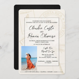 Black Costa Rica Passport Wedding Invitation